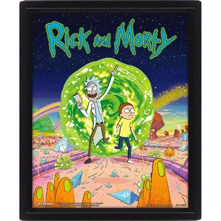 Set van 3 ingelijste posters met 3d-effect - portal Pyramid Rick et Morty