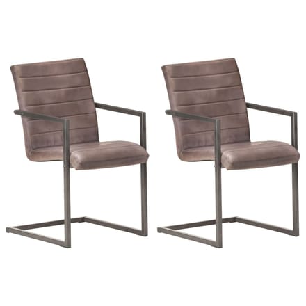vidaXL - Eetkamerstoelen - 2 - st - echt - leer - bruin