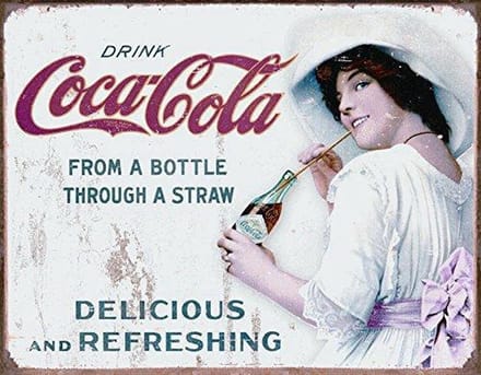 Coca-Cola Wandbord 'Thru A Straw' - Metaal - 30 x 40 cm