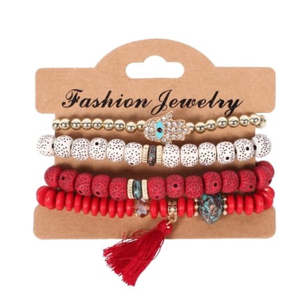 Fako Bijoux® - Armband Set - Boho - Bohemian - Classic - Rood