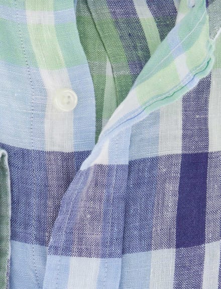 Linnen Gant overhemd groen blauw normale fit