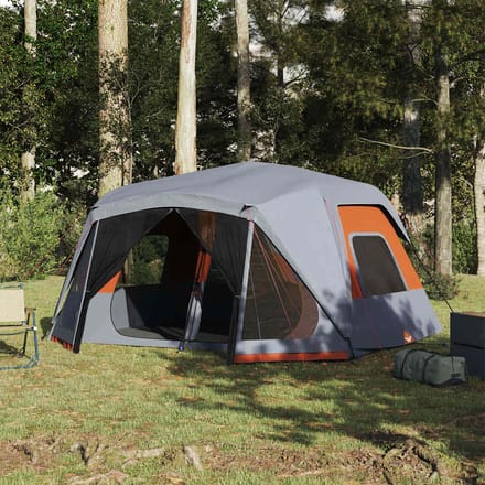 vidaXL - Tent - 10-persoons - waterdicht - snelontgrendeling - grijs - en - oranje