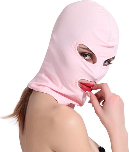 Banoch - Mask/3 hole Pink - Spandex Masker - BDSM - Roze
