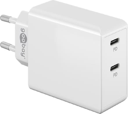 Goobay 36 W USB-C PD dual snellader wit, 2x USB-C poorten (Power Delivery)