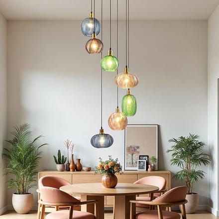 LumenXL Design hanglamp - verschillende kleuren geribbeld glas - Altair