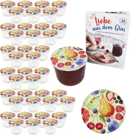 MamboCat Set van 40 bekers 230ml Comic fruitdeksels + receptenboekje