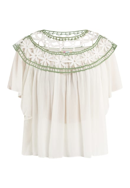 IZIA shirt met bloemenkant gaya