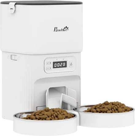 PawHut Pet Feeder-ABS, Edelstahl-33L x 30,5B x 30H cm-Weiß