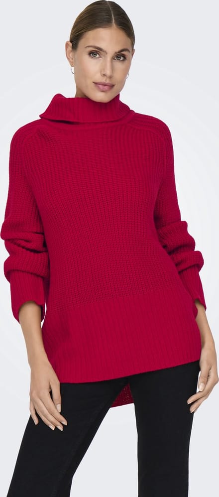 Jacqueline de Yong Trui Jdyjusty L/s Rn Raglan Slit Pull Kn 15337004 Barbados Cherry Dames Maat - XL