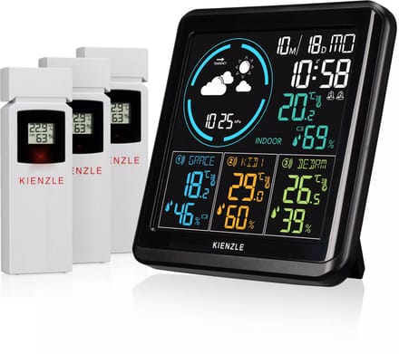 Kienzle Weerstation - Thermo-, Hygrometer - 3 Sensoren - Zwart