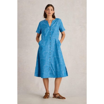 White Stuff Iris Cotton Jacquard Dress Chambray Blue Größe: 10 REGULAR | Blusenkleider Outlet | Damen | Blau
