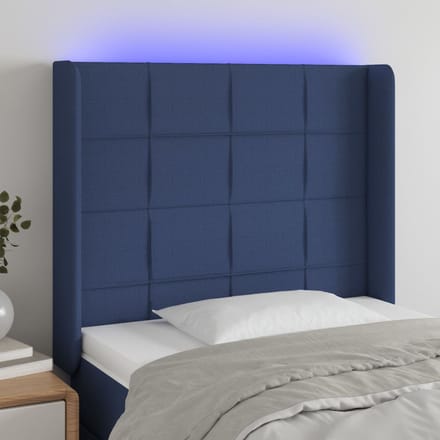 vidaXL - Hoofdbord - LED - 103x16x118/128 - cm - stof - blauw