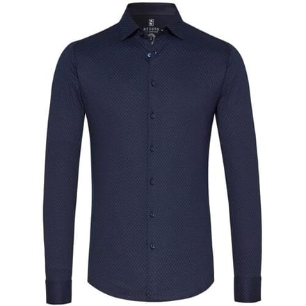 Desoto Overhemd Dotted Pattern Donker Blauw / male