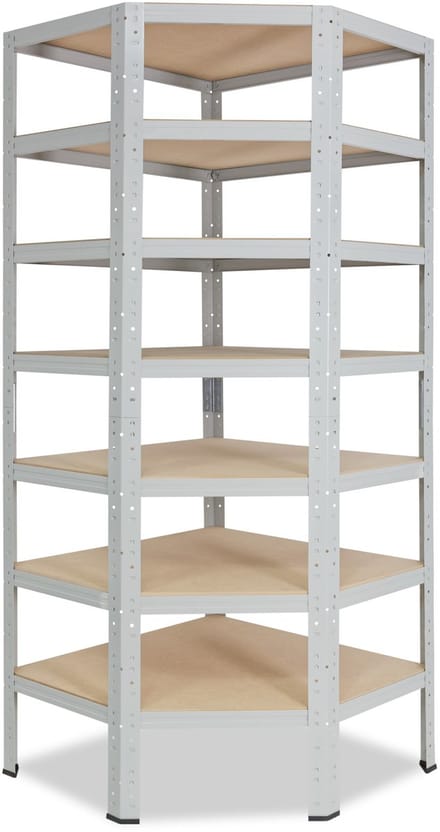 Shelfplaza OFFICE hoekstelling - 230x60x30 cm - lichtgrijs - 7 planken