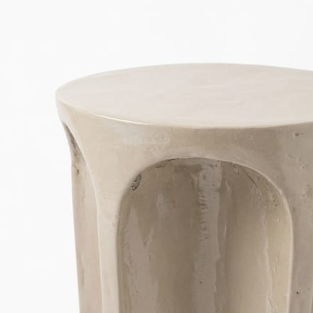 Bijzettafel Bonne Rond Beige/Taupe Steenlook MDF Kant-en-klaar