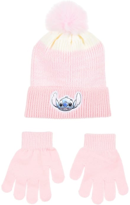 Disney Lilo & Stitch Winterset - Muts + Handschoenen - Roze - Maat 52 cm hoofdomtrek