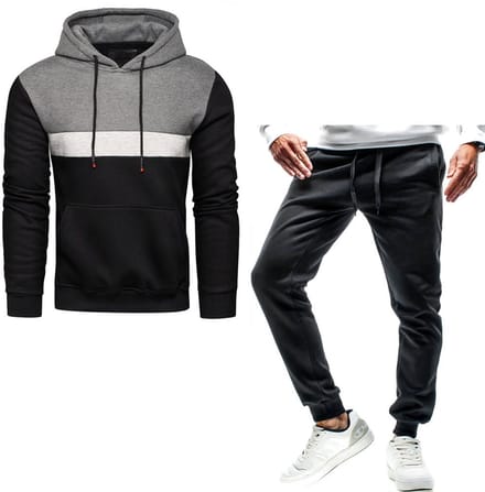 Recea - Kompleet Trainingspak - Zwart/Grijs - Capuchon - Jogger