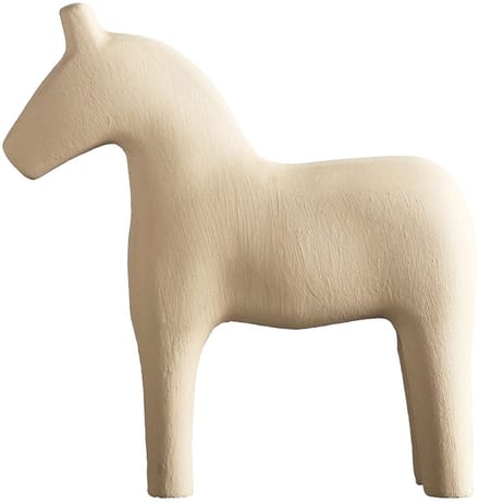 Allecto - Houten paard beeldje - Handgeschilderd ornament - Beige