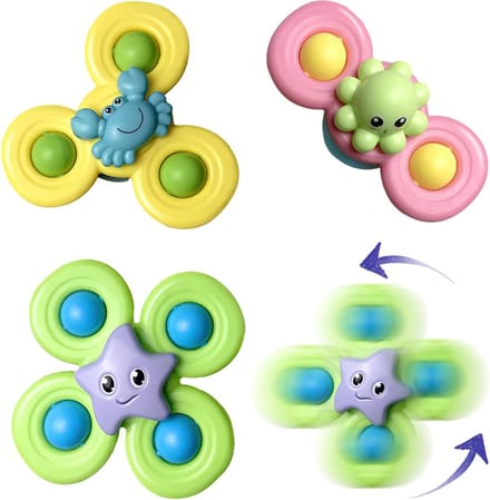 DW4Trading Roterende Spinner met Zuignapjes Set van 3 Stuks Zeester Krab Octopus - Educatief Speelgoed