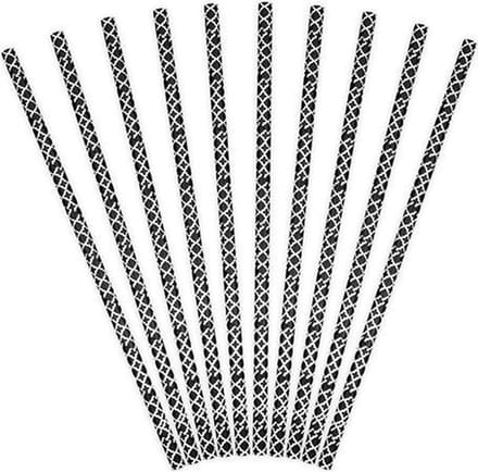 PartyDeco - Rietjes Motief Zwart (10 stuks)