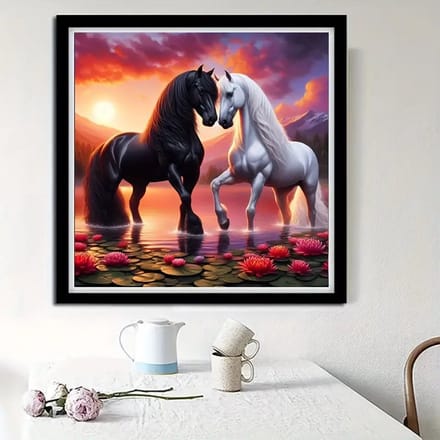 Diamond painting set - Paarden Genegenheid - 20x20cm