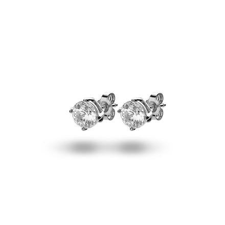 Twice As Nice Oorbellen in zilver, een zirkonia van 6 mm Wit