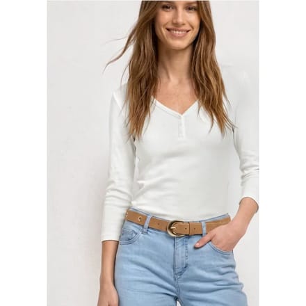 Shirt met 3/4-mouwen en knoopdetails