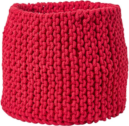 Homescapes Gebreide opbergmand, 100% katoen, rood, 42 x 37 cm