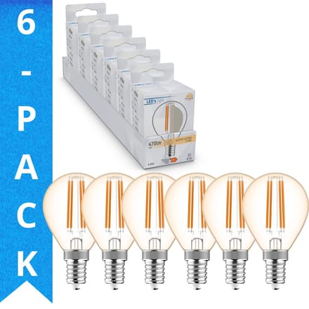 LED's Light Dimbare LED Lampen E14 - Dimbaar warm wit licht - 470 lm - 6PACK - Lichtbron - Lichtbronnen