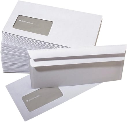 Enveloppen met Venster Wit 75g/m² Zelfklevend Verpakt per 1000 Stuks