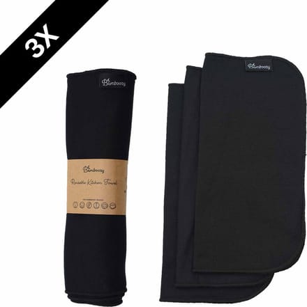Bamboozy Bamboozy Vaatdoekjes Bamboevezels Zwart 3 stuks