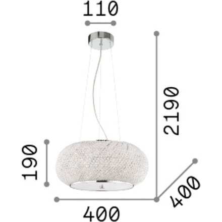 IDEAL LUX hanglamp Pasha, goudkleurig/transparant, Ø 40 cm, glas