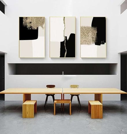 CE Serie - Abstrakt Schilderij - 60x90cm - Geen Lijst - Set van 3