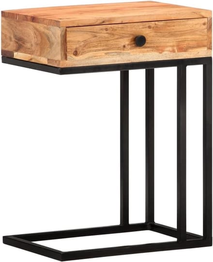 U-Vormige Bijzettafel Massief Hout voor Woonkamer en Hal