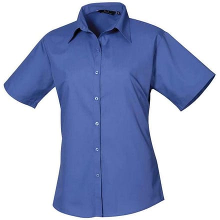 Premier Dames/Dames Popeline Blouse met Korte Mouwen (Koningsblauw)