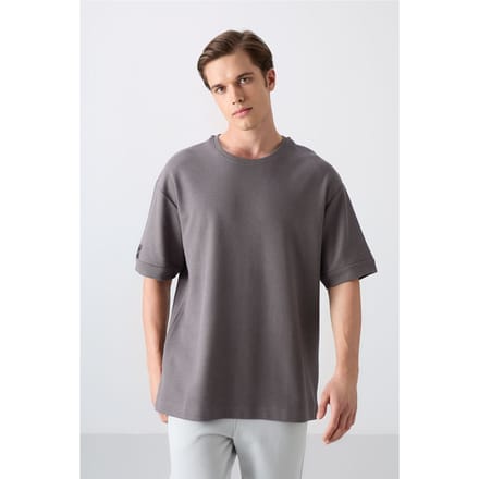 Heren Oversized Crew Neck T-Shirt Met Patch