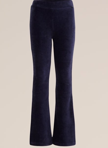 WE Fashion Meisjes velvet flared legging van ribstof
