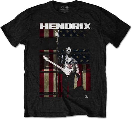Jimi Hendrix - Peace Flag Kinder Tshirt - Kids tm 12 jaar - Zwart