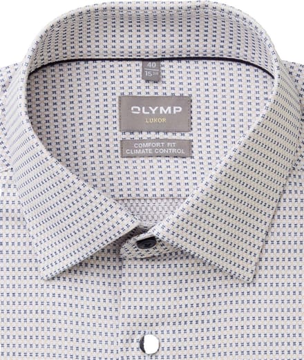 Olymp Luxor 24/Seven geprint overhemd wit blauw