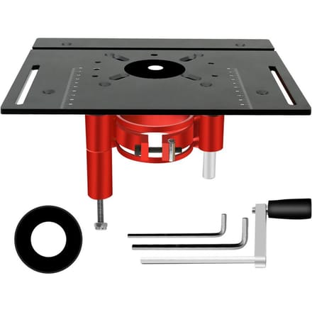 Set van 2 freestafelinzetplaten van aluminiumlegering, houtfrees-flipbord met 47 mm hefbare basis Set of 2