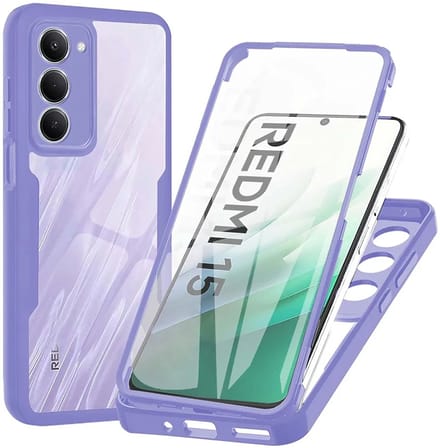 Hoesje geschikt voor Xiaomi Redmi 15 - Techsuit ColorVerse 360 Case met Screenprotector - Paars