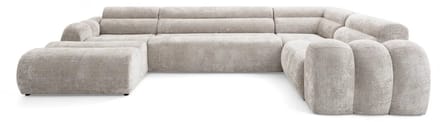 Hoekbank Vero U- Lounge links- Beige structuurstof- hoeksalon U