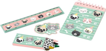Amscan Schrijfset Hello Pets Papier Groen/roze 4-delig