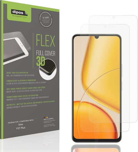 dipos FLEX – 2x Matte Screenprotector geschikt voor Vivo Y37 Plus | Volledige Schermbescherming | Case-Friendly