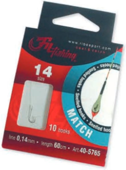 Snelled Hooks 'Match' - Haakmaat #10 - 0.18mm - 60cm - 10 stuks - Match, Feeder, Witvis Onderlijnen
