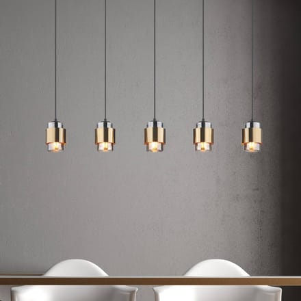 Globo - hanglamp - Milley - messing zwart - glas - grote eettafellamp - E27 - 15560-5H