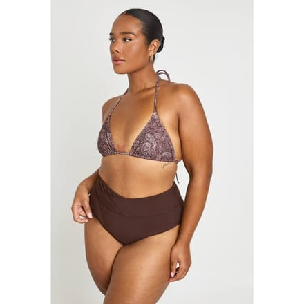 boohoo Dames Plus Buikcontrolerende Wikkel Hoge Taille Bikinibroekje | Chocoladebruin | Maat: 54