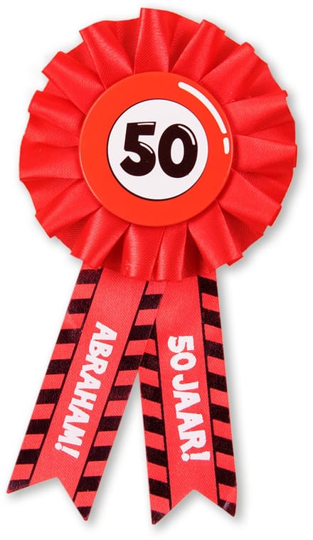BTH - Rosette - 50 Jaar - Verjaardag Versiering - Feest - Abraham - Rozet - Versiering - Verkeersbord - Button