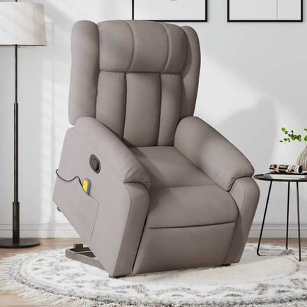 vidaXL - Sta-op-massagestoel - verstelbaar - stof - taupe