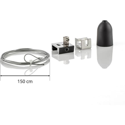 GLOBAL Ophangset 3-fasen railsysteem Noa, 150cm zwart